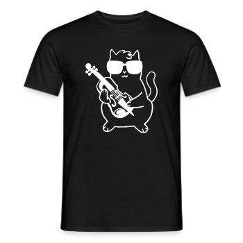 Geiger Geige Katze - Männer T-Shirt - Schwarz - Vorne - AI Model Male 178 light (178cm)