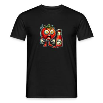 Motif amusant de tomates et de ketchup - T-shirt homme - noir - Devant - AI Model Male 178 light (178cm)