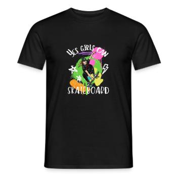 Yes Girls Can Skateboard - Men's T-Shirt - black - Front - AI Model Male 178 light (178cm)