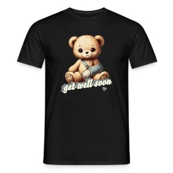 Teddy bringt Trost - Kuscheltier mit Gipsarm - Männer T-Shirt - Schwarz - Vorne - AI Model Male 178 light (178cm)