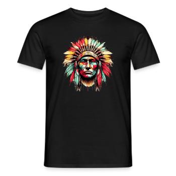 American Indian American - Men's T-Shirt - black - Front - AI Model Male 178 light (178cm)