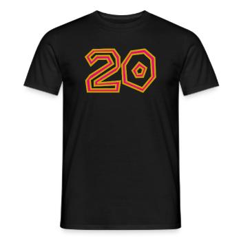 20. 20 YEARS. 20th ANNIVERSARY. 20 YEARS ANNIVERSARY. - Men's T-Shirt - black - Front - AI Model Male 178 light (178cm)