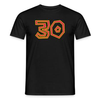 30. 30 YEARS. 30th ANNIVERSARY. 30 YEARS ANNIVERSARY. - Men's T-Shirt - black - Front - AI Model Male 178 light (178cm)