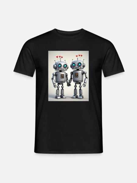 Robot Couple - Men's T-Shirt - black