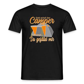 Campen im farbigen Zelt - Männer T-Shirt - Schwarz - Vorne - AI Model Male 178 light (178cm)