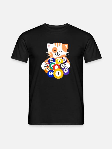 Billard Billardspieler Katze - Männer T-Shirt - Schwarz