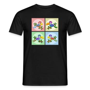 Bunte Papageien - Männer T-Shirt - Schwarz - Vorne - AI Model Male 178 light (178cm)
