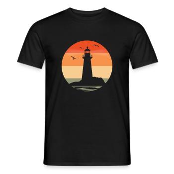 Lighthouse at sunset - Men's T-Shirt - black - Front - AI Model Male 178 light (178cm)