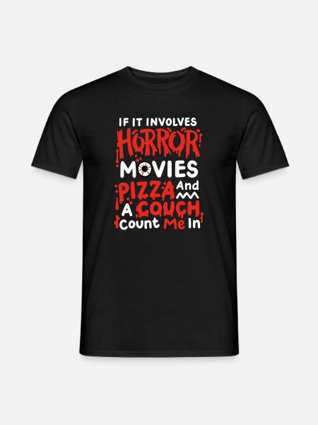 Horrorfilme und Pizza - Männer T-Shirt - Schwarz