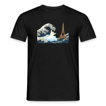 T Shirt écologie Paris climat Grande Vague ours - T-shirt homme - noir - Devant - AI Model Male 178 light (178cm)