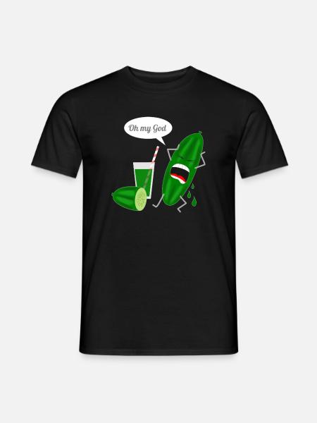 Humorvolles Gurkendesign mit Schrei - Männer T-Shirt - Schwarz