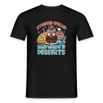 Stressed Spelled Backwards Desserts - Men's T-Shirt - black - Front - AI Model Male 178 light (178cm)