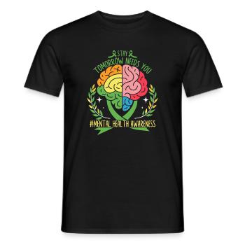 Colorful Brain for Mental Health - Men's T-Shirt - black - Front - AI Model Male 178 light (178cm)