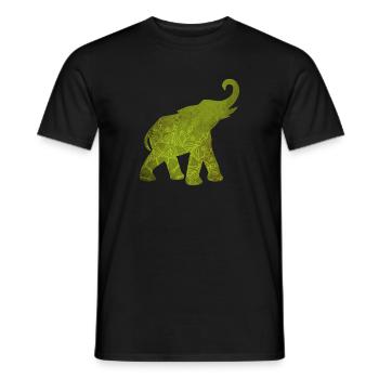 Yoga Green Elephant Pattern Mediatation India om - Men's T-Shirt - black - Front - AI Model Male 178 light (178cm)