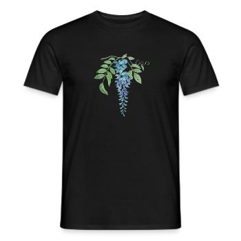 Wild Blue Wisteria Illustration - Men's T-Shirt - black - Front - AI Model Male 178 light (178cm)