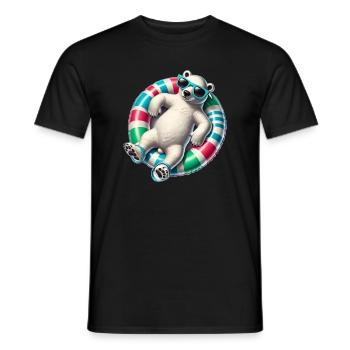 Ein relaxter Eisbär auf einem Schwimmreifen - Männer T-Shirt - Schwarz - Vorne - AI Model Male 178 light (178cm)