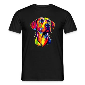 Rhodesian Ridgeback Popart Arc-en-ciel Chiens colorés - T-shirt homme - noir - Devant - AI Model Male 178 light (178cm)