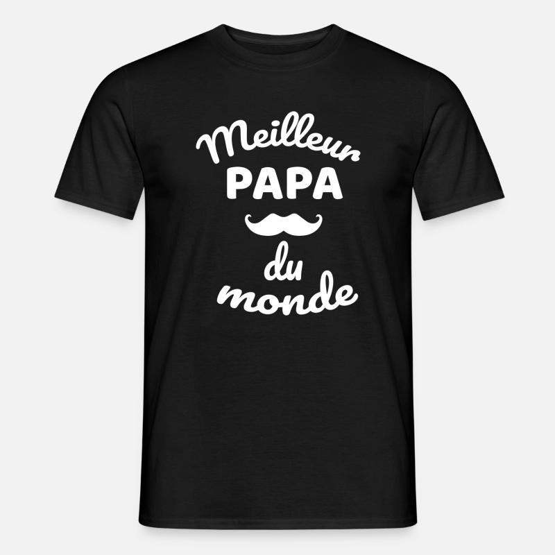 Design Papa Moustache Globale Authentique - T-shirt homme - noir