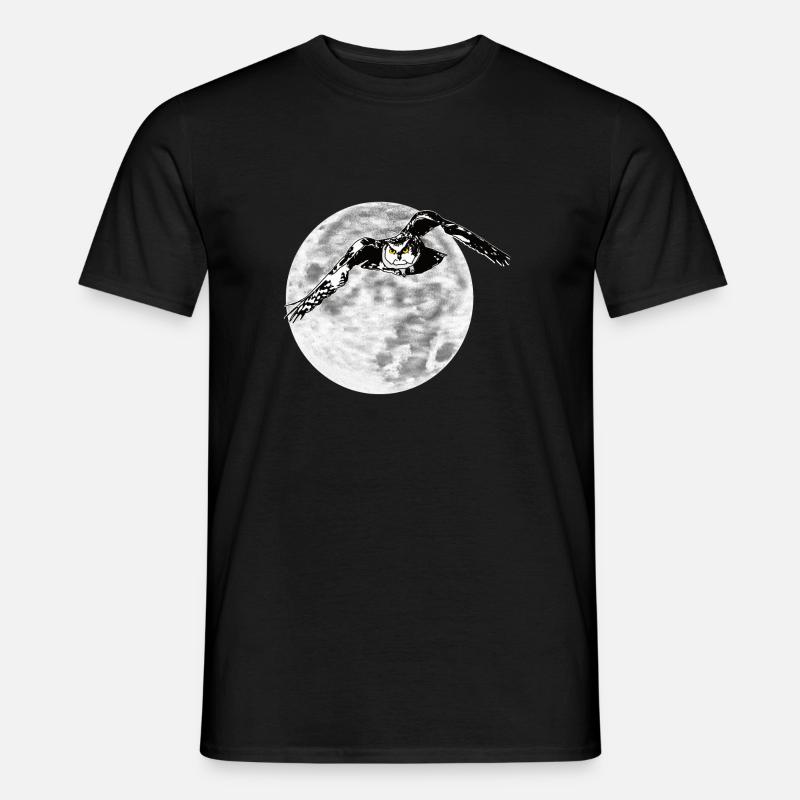 Hibou devant la lune - T-shirt homme - noir
