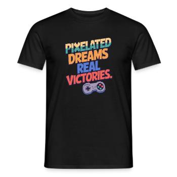 PIXELIGE TRÄUME, ECHTE SIEGE - Männer T-Shirt - Schwarz - Vorne - AI Model Male 178 light (178cm)