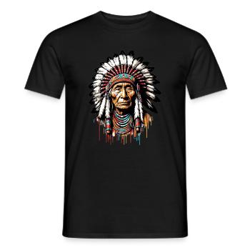 American Indian American - Men's T-Shirt - black - Front - AI Model Male 178 light (178cm)