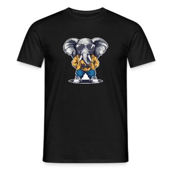 Elefant Streetwear mit Sonnenbrille - Männer T-Shirt - Schwarz - Vorne - AI Model Male 178 light (178cm)