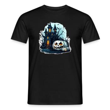 Spukhaus mit leuchtenden Kürbissen - Männer T-Shirt - Schwarz - Vorne - AI Model Male 178 light (178cm)