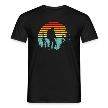 Wanderer-Silhouette zur Retro-Schlafenszeit - Männer T-Shirt - Schwarz - Vorne - AI Model Male 178 light (178cm)