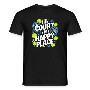 Der Court ist mein Happy Place - Männer T-Shirt - Schwarz - Vorne - AI Model Male 178 light (178cm)