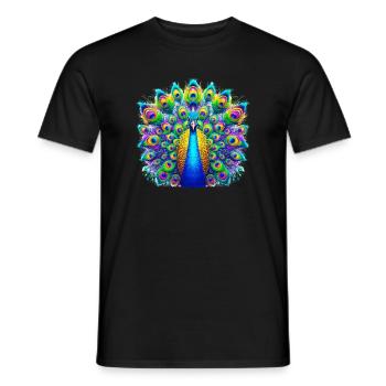 Peacock - Men's T-Shirt - black - Front - AI Model Male 178 light (178cm)