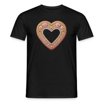 Gingerbread Heart Frame Tradition and love combined - Men's T-Shirt - black - Front - AI Model Male 178 light (178cm)
