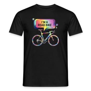 Design de vélo de route arc-en-ciel vibrant - T-shirt homme - noir - Devant - AI Model Male 178 light (178cm)