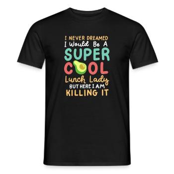 Mitarbeiterin der Schulcafeteria als Kantinendame - Männer T-Shirt - Schwarz - Vorne - AI Model Male 178 light (178cm)