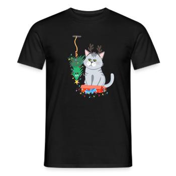 Chat et sapin de Noël Anti Noël - T-shirt homme - noir - Devant - AI Model Male 178 light (178cm)