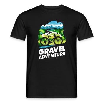 Vélo de montagne Gravel Scène d’aventure - T-shirt homme - noir - Devant - AI Model Male 178 light (178cm)