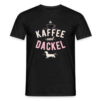 Kaffee und Dackel Hunde Spruch Dachshund Teckel - Männer T-Shirt - Schwarz - Vorne - AI Model Male 178 light (178cm)