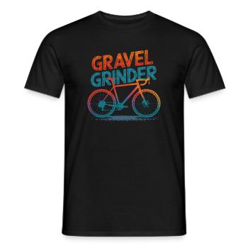 Gravel Grinder Bicycle Illustration - Men's T-Shirt - black - Front - AI Model Male 178 light (178cm)