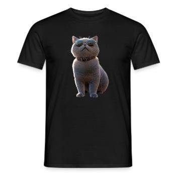 British Shorthair Chat BKH Chat Maman Chats Mignons - T-shirt homme - noir - Devant - AI Model Male 178 light (178cm)