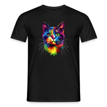 Cat Colorful Rainbow Colors Popart Cat Mom Cats - Men's T-Shirt - black - Front - AI Model Male 178 light (178cm)