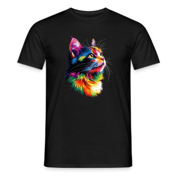 Cat Colorful Rainbow Colors Popart Cat Mom Cats - Men's T-Shirt - black - Front - AI Model Male 178 light (178cm)