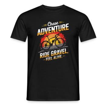 Grave: Jage Abenteuer, fahre Schotter, fühle dich lebendig - Männer T-Shirt - Schwarz - Vorne - AI Model Male 178 light (178cm)