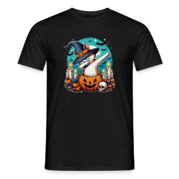Halloween Katze Dab Hexenhut für Katzenliebhaber - Männer T-Shirt - Schwarz - Vorne - AI Model Male 178 light (178cm)