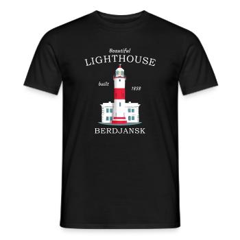 Berdjansk, Asowsches Meer, Leuchtturm Ukraine - Männer T-Shirt - Schwarz - Vorne - AI Model Male 178 light (178cm)