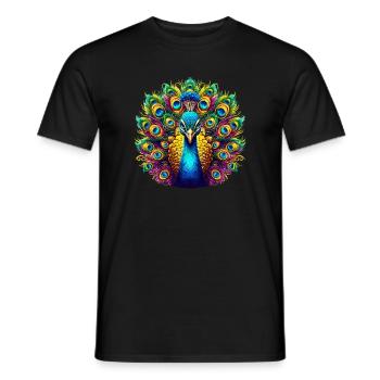 Peacock - Men's T-Shirt - black - Front - AI Model Male 178 light (178cm)