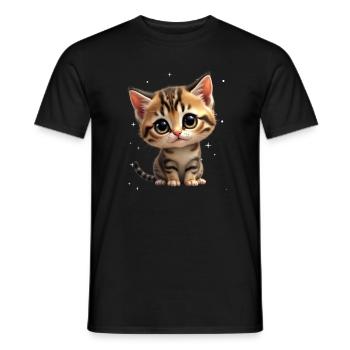 Kätzchen Sternchen Motiv - Männer T-Shirt - Schwarz - Vorne - AI Model Male 178 light (178cm)