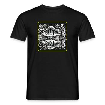 Barsch Angler Silhouette Design - Männer T-Shirt - Schwarz - Vorne - AI Model Male 178 light (178cm)