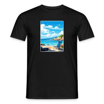 Crete Greece Travel Poster Souvenir Postcard Paint - Men's T-Shirt - black - Front - AI Model Male 178 light (178cm)
