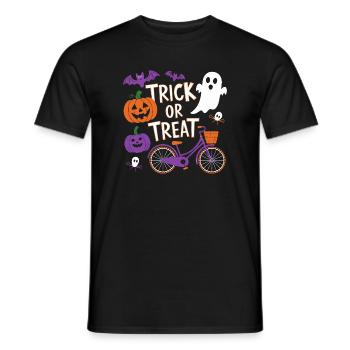 Conception de bonbons ou de friandises à vélo d’Halloween - T-shirt homme - noir - Devant - AI Model Male 178 light (178cm)