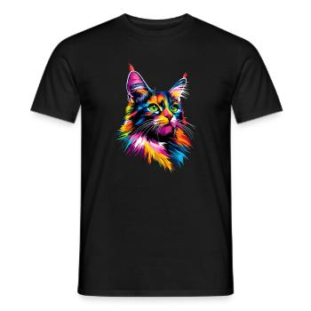 Maine Coon Chat Arc-en-ciel coloré Maine Coon Chats - T-shirt homme - noir - Devant - AI Model Male 178 light (178cm)