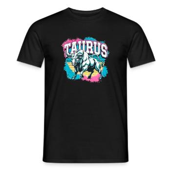Taurus Horoscope Astrology Vintage 80s Design. - Men's T-Shirt - black - Front - AI Model Male 178 light (178cm)